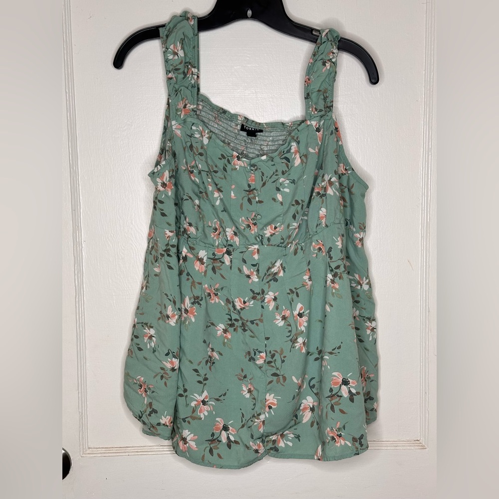 Torrid green Peplum Challis Corset Top in size 3.